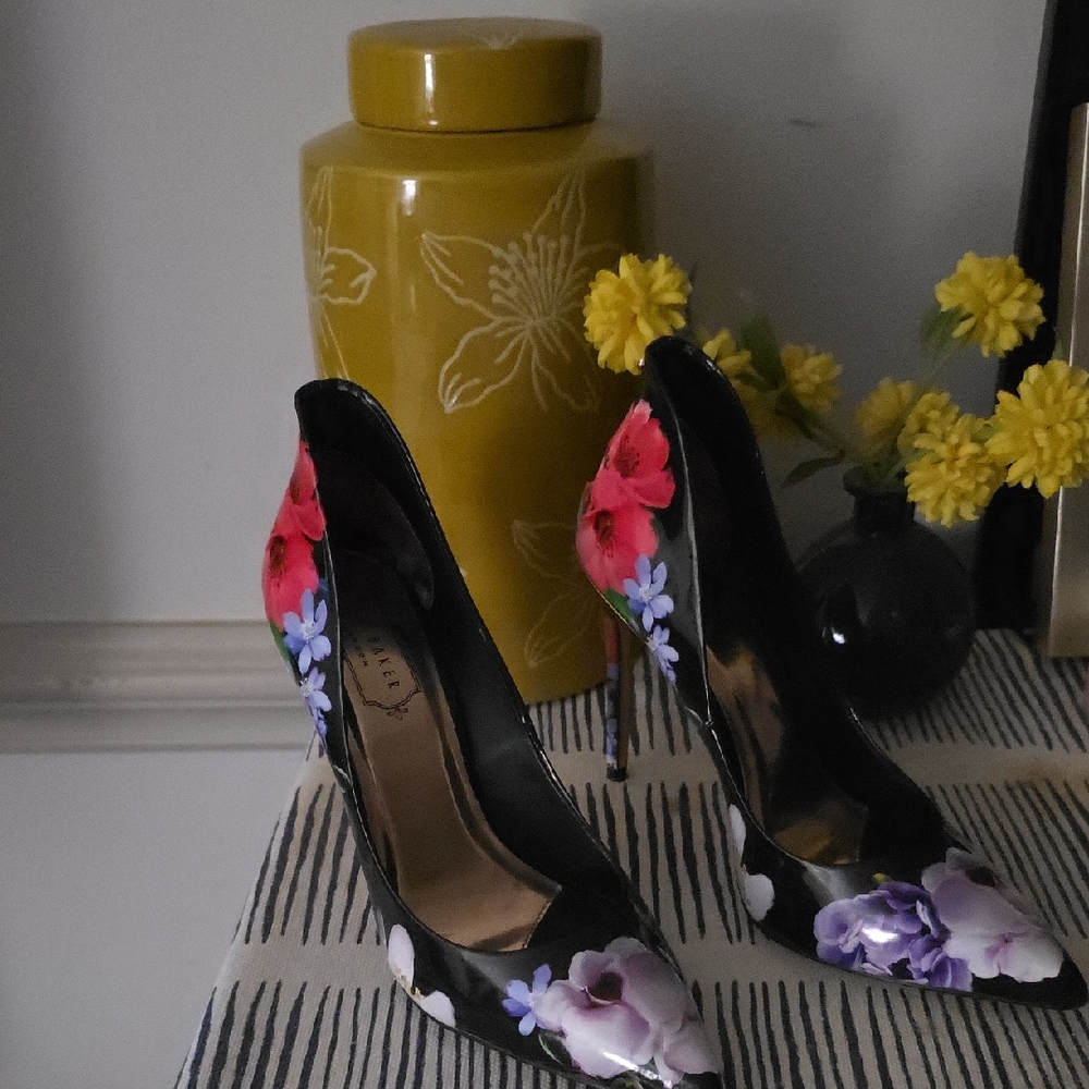 Ted Baker Black Floral Heels